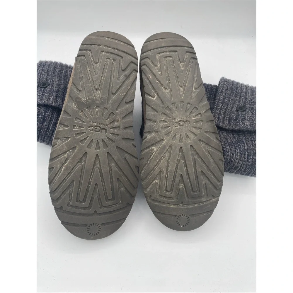 UGG Australia Lattice Cardy Knit Boots Women 8‎ Charcoal Grey Button Tall
